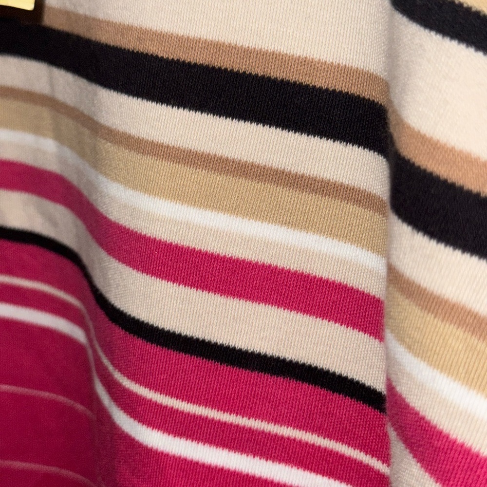 Classic Elements Women's L (14-16) Striped Knit Top 3/4 Sleeve Pink White Beige - Picture 8 of 14
